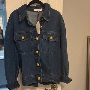 English Factory Blue Denim Jacket with Gold buttons